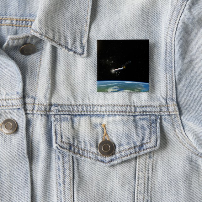 The Atlas V541 Launch Vehicle In Orbit. 2 Inch Square Button (In Situ)