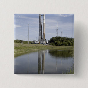 The Atlas V/Centaur arrives on the launch compl 2 Inch Square Button