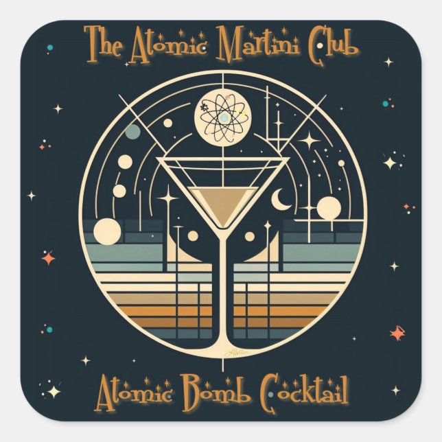 The Atomic Martini Club Atomic Bomb Cocktail Square Sticker (Front)