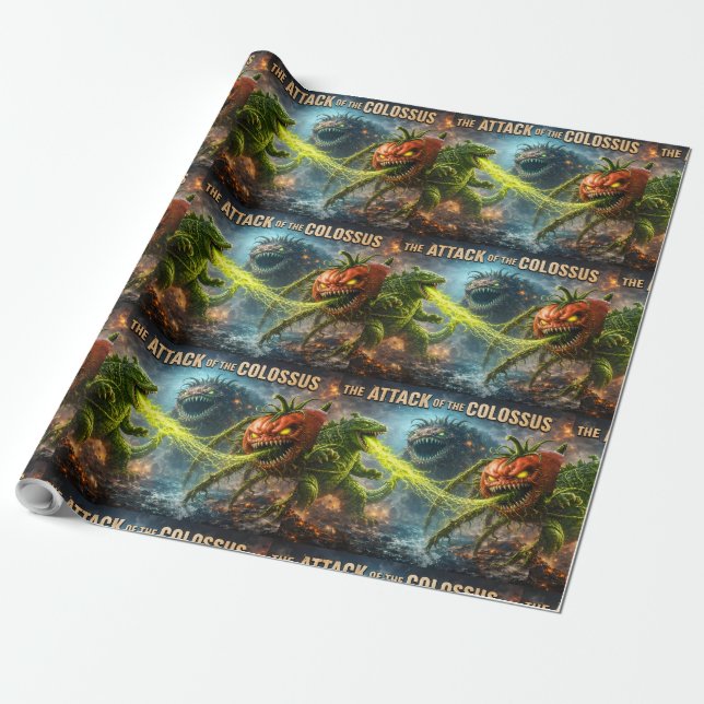 The attack of the Colossus mutant veggie bulk mat  Wrapping Paper (Unrolled)