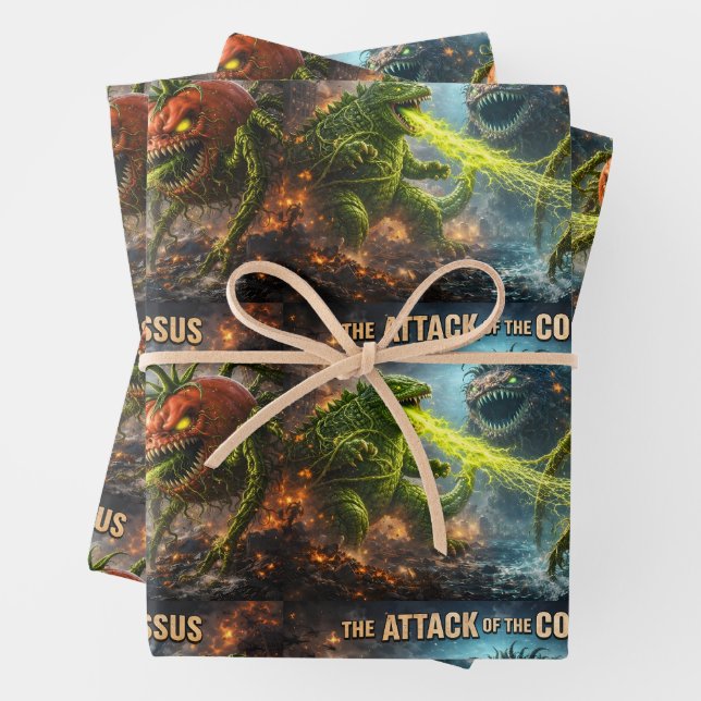 The attack of the Colossus mutant veggie flat wrap Wrapping Paper Sheet (In situ)