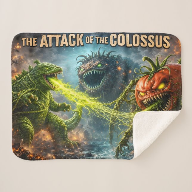 The attack of the Colossus mutant veggie Sherpa bl Blanket (Front (Horizontal))