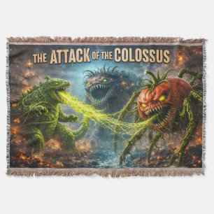The attack of the Colossus mutant veggie woven thr Throw Blanket