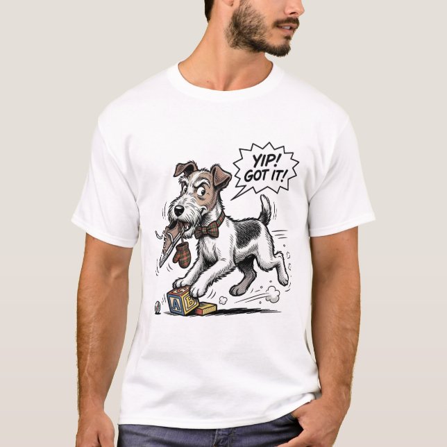 The Audacious Wire: Funny Fox Terrier Peekaboo T-Shirt (Front)