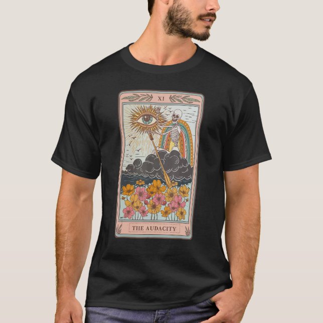 The Audacity Skeleton Tarot Card Aesthetic Sun Evi T-Shirt (Front)