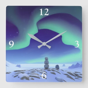 The Aurora Borealis: Dancing Lights Of The North Square Wall Clock