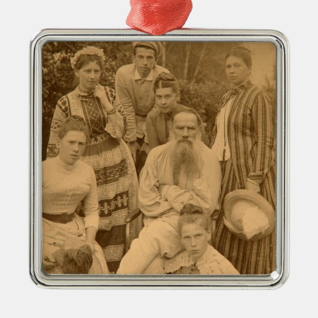 The author Leo Tolstoy with his family Metal Ornament (Front)