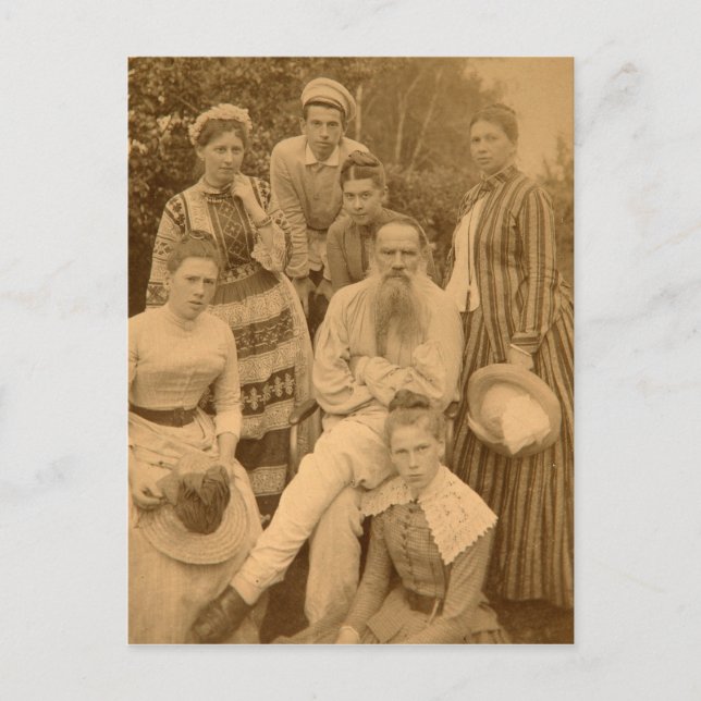 The author Leo Tolstoy with his family Postcard (Front)