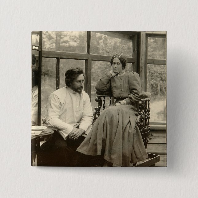 The author Leonid Andreyev with his wife 2 Inch Square Button (Front)