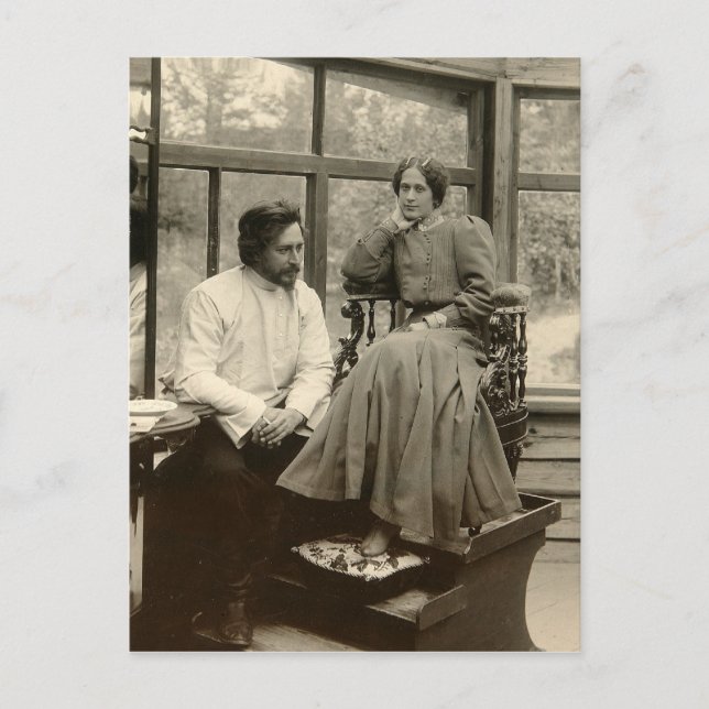 The author Leonid Andreyev with his wife Postcard (Front)