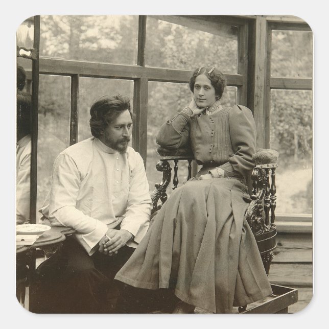 The author Leonid Andreyev with his wife Square Sticker (Front)