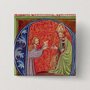 The Author Offering his Book 2 Inch Square Button