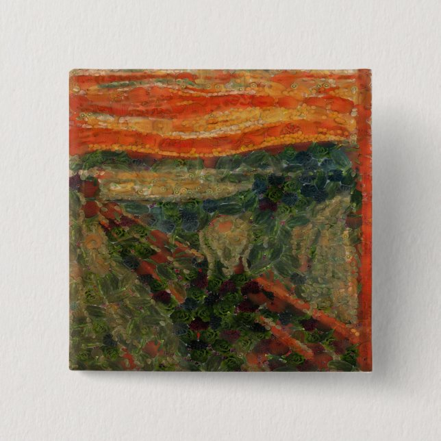 The Avocado Scream Fine Art Vegan Spoof  2 Inch Square Button (Front)