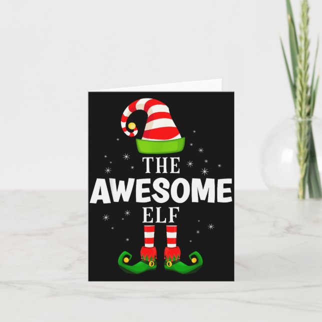 The Awesome Elf Christmas Pjs Matching Pajama  Card (Front)