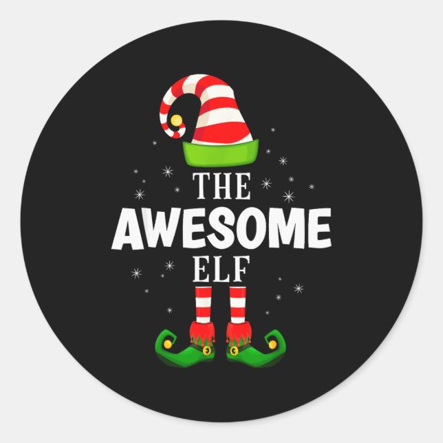 The Awesome Elf Christmas Pjs Matching Pajama  Classic Round Sticker (Front)