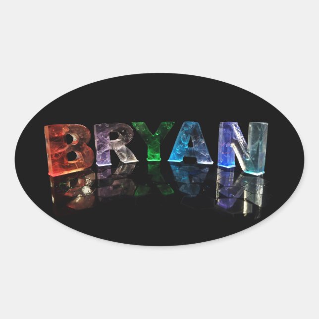 The  Awesome Name Bryan in 3D Lights Oval Sticker (Front)