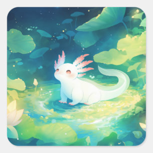The Axolotl Secret Garden Square Sticker