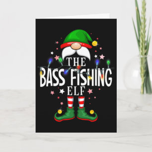 The B Fishing Elf Christmas Family Pajama Party Card