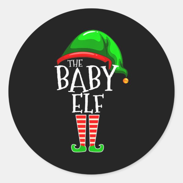 The Baby Elf Group Matching Family Christmas  Classic Round Sticker (Front)