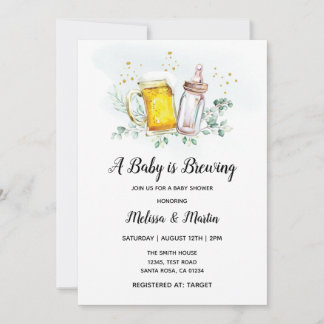 The Baby is Brewing Baby Shower Invitation Cards