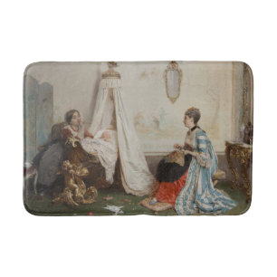 The Baby is Sleeping (by Gerolamo Induno) Bath Mat