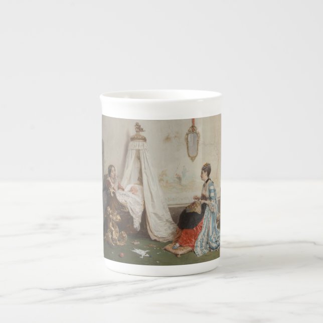 The Baby is Sleeping (by Gerolamo Induno) Bone China Mug (Front)