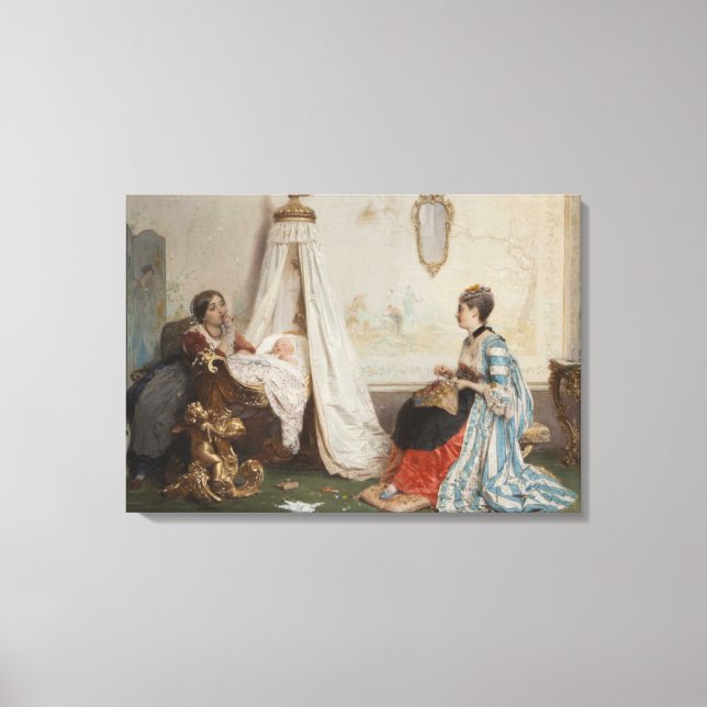 The Baby is Sleeping (by Gerolamo Induno) Canvas Print (Front)