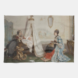 The Baby is Sleeping (by Gerolamo Induno) Kitchen Towel