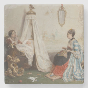 The Baby is Sleeping (by Gerolamo Induno) Stone Coaster