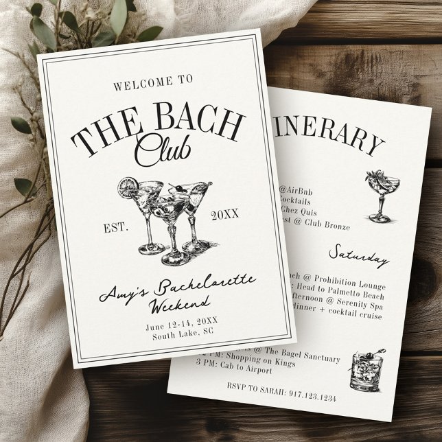 The Bach Club Vintage Bachelorette Ititerary Invitation (Creator Uploaded)