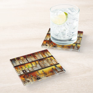 The Back Bar Artistic Watercolor   Glass Coaster