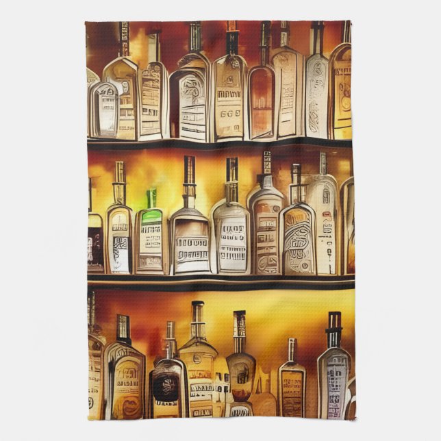 The Back Bar Artistic Watercolor  Kitchen Towel (Vertical)