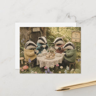 The Badger Tea Party Postcard