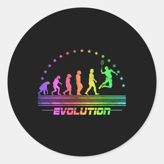 The Badminton Evolutions Retro Shuttle Men's Badmi Classic Round Sticker (Front)