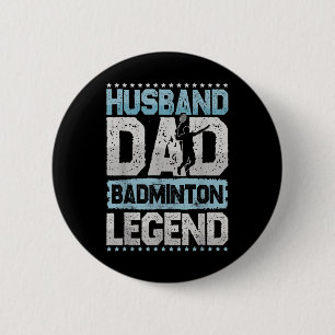 The Badminton Legends Retro Shuttle Mens Badminton 2 Inch Round Button