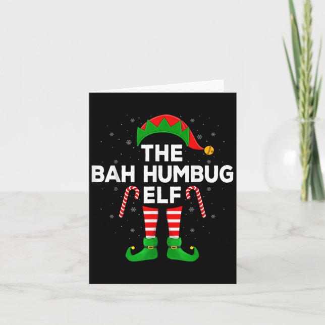 The Bah Humbug Elf Xmas Matching Family Elf Christ Card (Front)