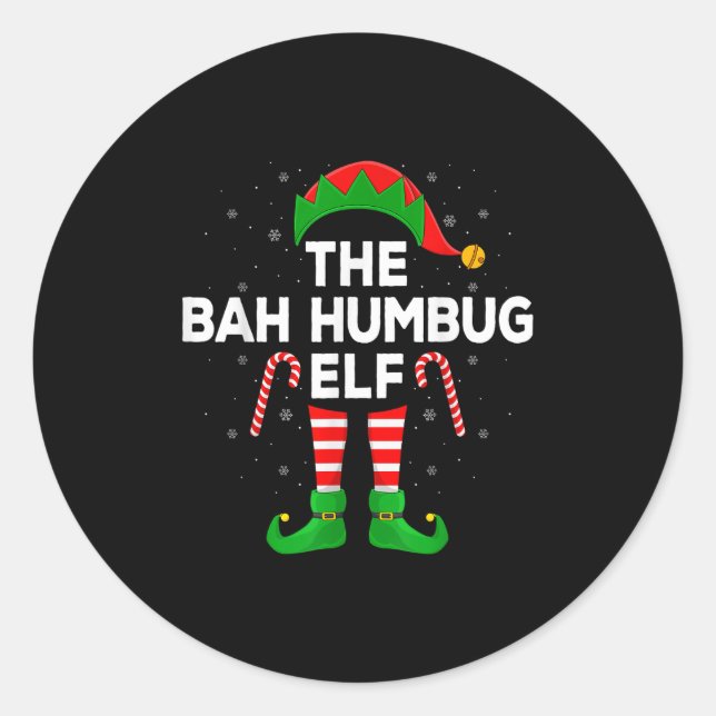 The Bah Humbug Elf Xmas Matching Family Elf Christ Classic Round Sticker (Front)