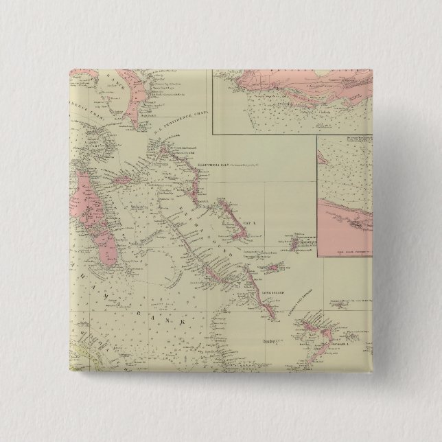 The Bahamas 2 Inch Square Button (Front)