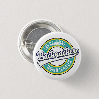 The Bahamas Backpacker World Traveller retro logo. 1 Inch Round Button