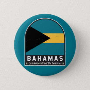 The Bahamas Flag Emblem Distressed Vintage 2 Inch Round Button