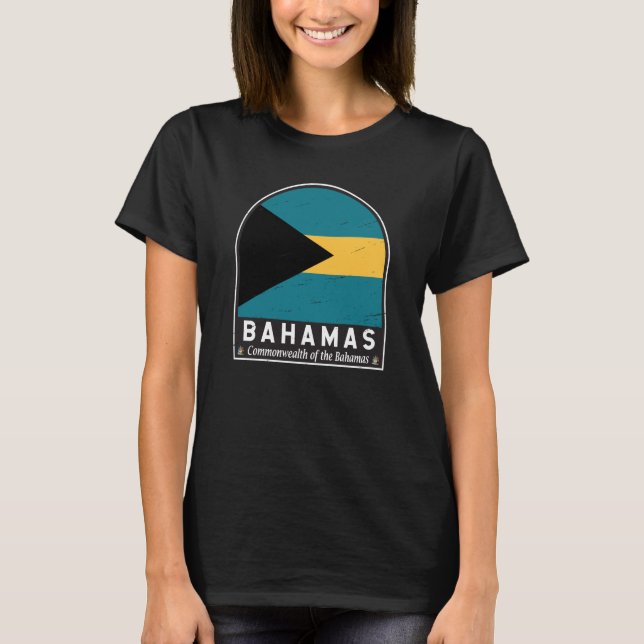 The Bahamas Flag Emblem Distressed Vintage T-Shirt (Front)