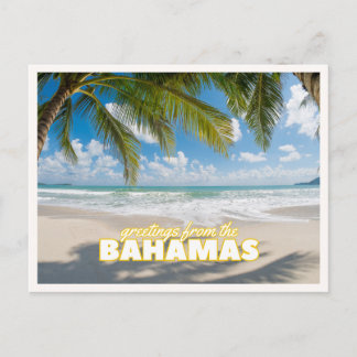 The Bahamas Tropical Beach Retro Vintage Greeting Postcard