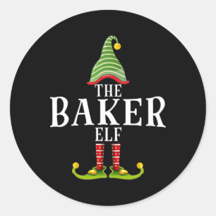 The Baker Elf Funny Matching Pajama Xmas Classic Round Sticker