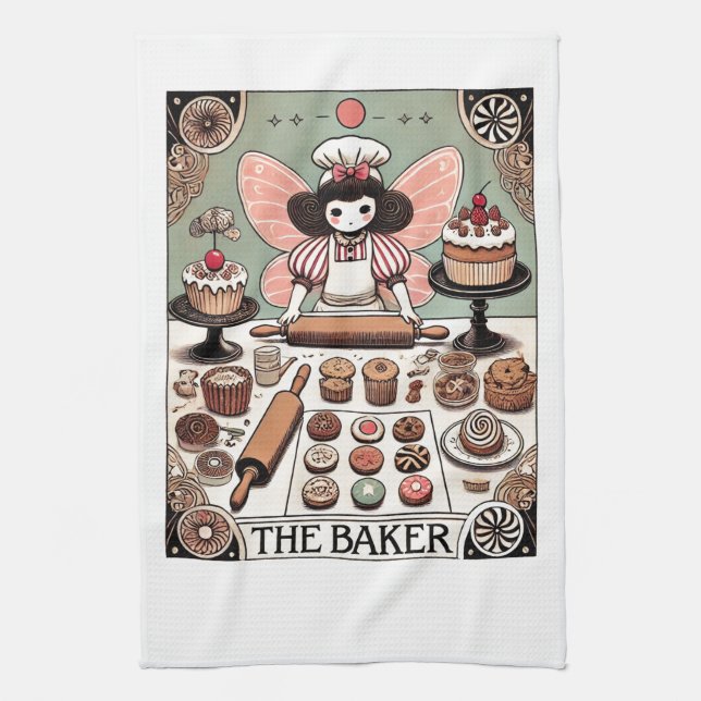 The Baker Tarot Card Fairy                         Kitchen Towel (Vertical)