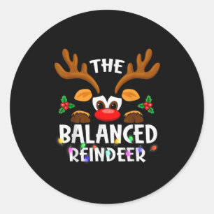The Balanced Reindeer Christmas Men Women Classic Round Sticker