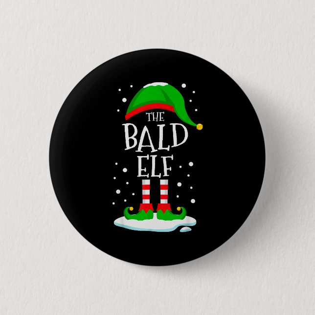 The Bald Elf Christmas Family Matching Xmas Group  2 Inch Round Button (Front)