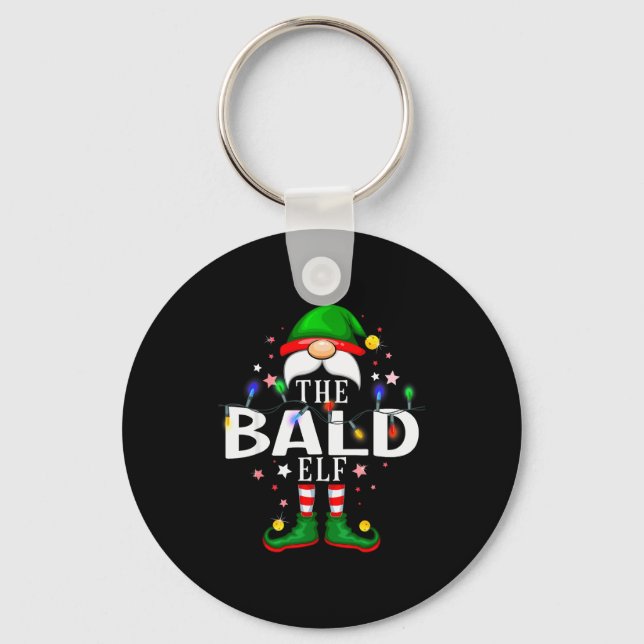 The Bald Elf Christmas Family Pajama Party  Keychain (Front)