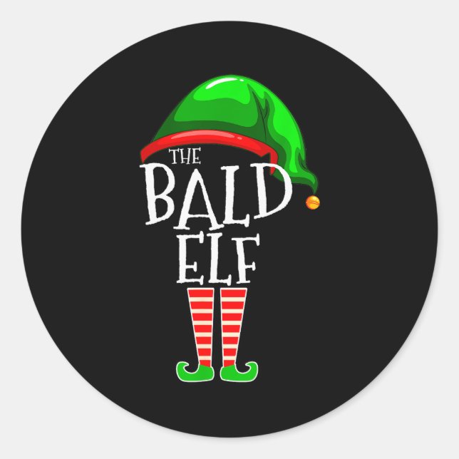 The Bald Elf Family Matching Group Christmas Gift  Classic Round Sticker (Front)