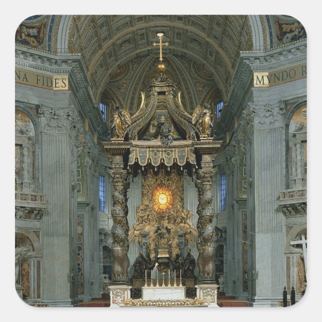 The Baldacchino, the high altar and the chair Square Sticker (Front)
