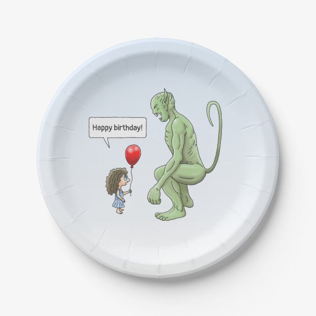 The Balloon Girl and The Goblin Paper Plate (Front)